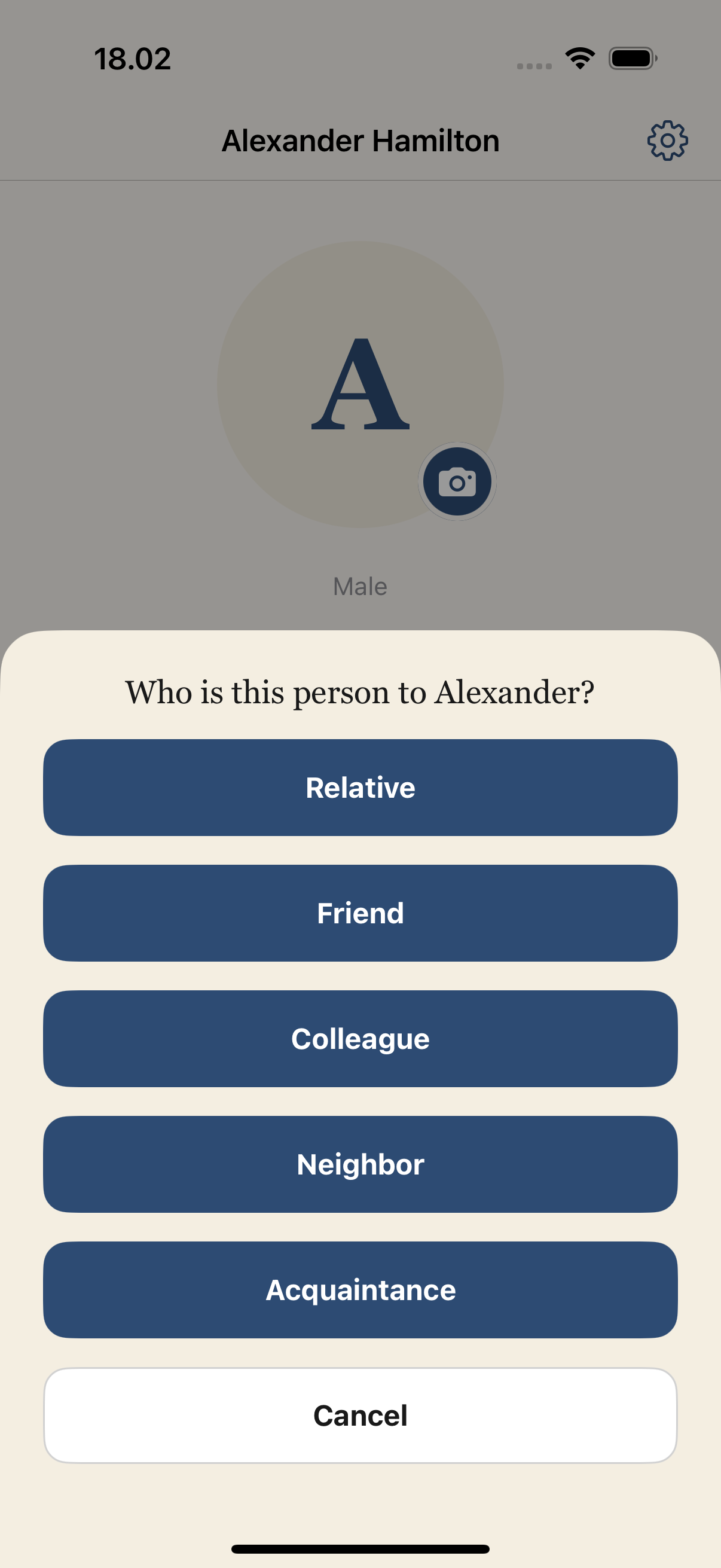 Choosing a relationship: relative, friend, colleague, neighbour or acquaintance